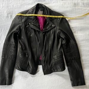 Cole Haan Women's Black Leather moto Jacket